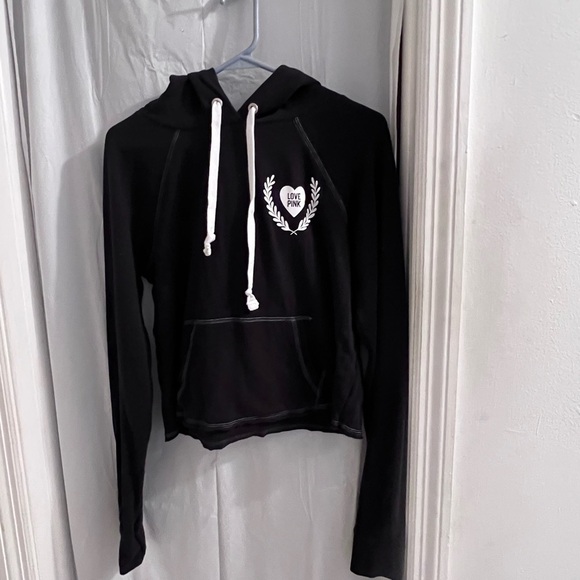 PINK black hooded crop jacket size s - Picture 1 of 4